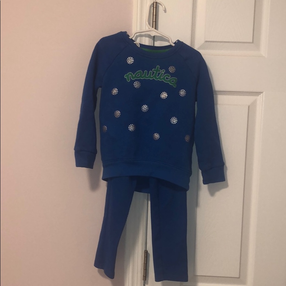 Nautical sweater and sweatpants for little girls